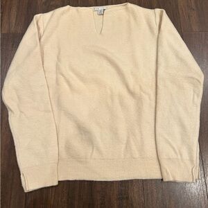 Fine Apple Women's 100% Wool Cream Boat V Neck Sweater